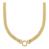 14k Gold | Tri Strands Foxtail Chain Necklace with Sailor Clasp and Charm