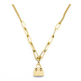 14k Gold | Paperclip Chain Necklace with Bag Charm