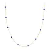 14k Gold | Round Lapis Lazuli Beaded Necklace