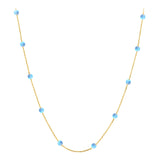 14k Gold | Light Blue Opal Beaded Necklace