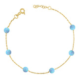 14k Gold | Light Blue Opal Beaded Bracelet