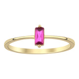 14k Gold | Minimalist Baguette Cut Magenta Zircon Ring