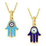 14k Gold | Blue Hamsa Necklace