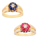 14k Gold | Sapphire & Ruby Reversible Ring