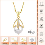 14k Gold | CZ Gemstone Pearl Charm Necklace