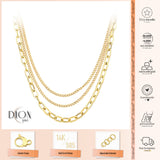 14k Gold | Tri Strand Paperclip & Curb Layering Necklace