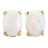 14k Gold | White Opal Oval Stud Earrings