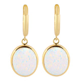 14k Gold | Minimalist White Opal Dangle Earrings