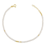 14k Gold | White Pearl Eternity Beaded Bracelet