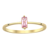 14k Gold | Minimalist Baguette Cut Pink Zircon Ring