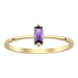 14k Gold | Minimalist Baguette Cut Purple Zircon Ring