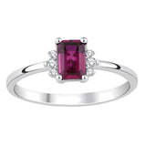 8k - 14k - 18k Gold | Baguette Cut Ruby Ring with Diamonds