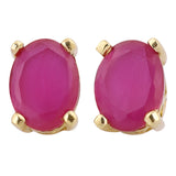 14k Gold | Ruby Oval Stud Earrings