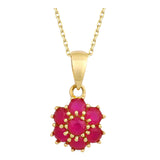 14k Gold | Ruby Hexagon Flower Necklace