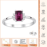 8k - 14k - 18k Gold | Baguette Cut Ruby Ring with Diamonds