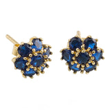 14k Gold | Sapphire Hexagon Flower Stud Earrings