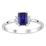 8k - 14k - 18k Gold | Baguette Cut Sapphire Ring with Diamonds