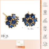 14k Gold | Sapphire Hexagon Flower Stud Earrings