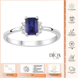 8k - 14k - 18k Gold | Baguette Cut Sapphire Ring with Diamonds