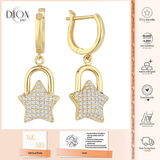 14k Gold | Star Padlock Dangle Earrings