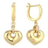 14k Gold | Puffy Heart Dangle Earrings