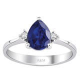 8k - 14k - 18k Gold | Teardrop Cut Sapphire Ring with Diamonds