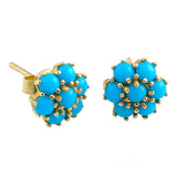 14k Gold | Tuquoise Hexagon Flower Stud Earrings