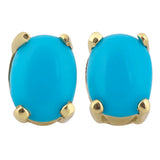 14k Gold | Turquoise Oval Stud Earrings