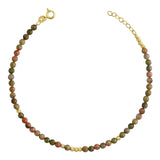 14k Gold | Unakite Eternity Beaded Bracelet