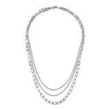 14k Gold | Tri Strand Paperclip & Curb Layering Necklace