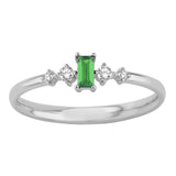 14k Gold | Baguette Cut Emerald with Diamond Ring