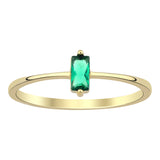 14k Gold | Minimalist Baguette Cut Green Zircon Ring