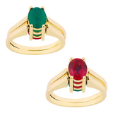 14k Gold | Emerald & Ruby Reversible Ring